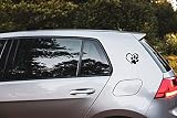 Autosticker Herz mit Pfote - Schwarz, 11 x 10 cm, Autoaufkleber Tuning, Sticker für Heckscheibe oder Laptop, Auto Gadget für Fahrzeug, Hund und Katze, wetterfestes Deko Motiv mit Anleitung, tradercat