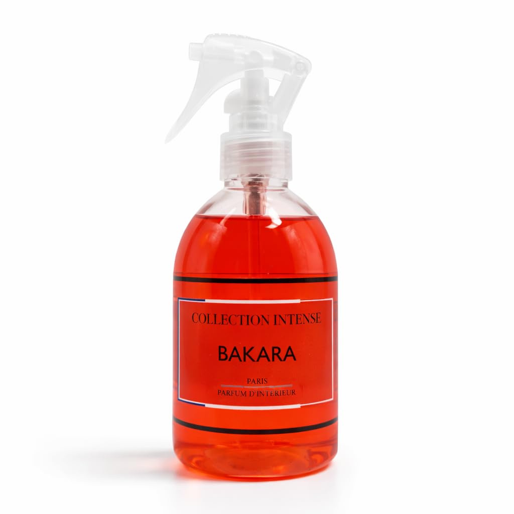 Bakara Spray Textile et Désodorisant d'Intérieur, Collection Intense, Parfum Ambré Épicé, 250 ml, pour Maison, Rideaux et Canapés