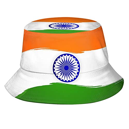 ROSIHODE Unisex India Flag Bucket Hats Packable Indian Fisherman Hats Summer Travel Hiking Beach Caps for Men Women