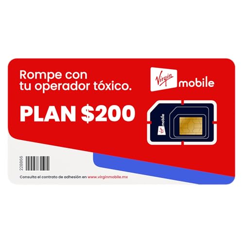 Chip Virgin Mobile 200 | 21.5 GB totales + WhatsApp ilimitado (Tarjeta SIM...