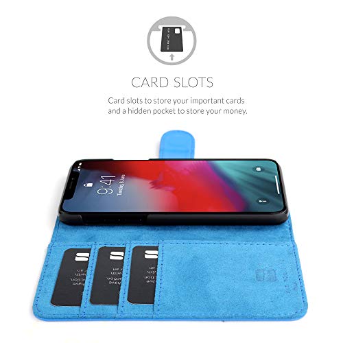 Snugg Iphone Xs (2018) / X (2017) Wallet Case Leather Card Flip Cover Blue #TOP3