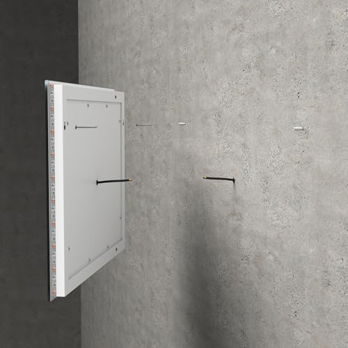 SONNI LED Badspiegel mit Beleuchtung 60x50cm Badezimmer Lichtspiegel Lichtspiegel Badezimmer Kaltweiß Wandschalter Make-up Spiegel mit… – Ansicht 6