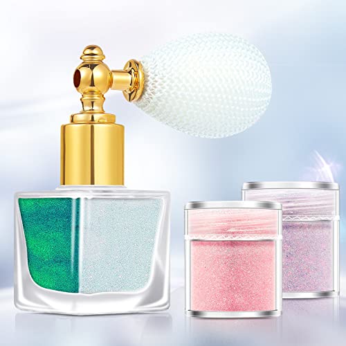 Hosaily Uv Body Glitter Sparkle Powder, Glow In The Dark Black Light Glitter Body Cosmetic, 3 Colors Shimmer Makeup Glitter For Rave Hair Face Clothes Nail Art Craft Design - With 2 Jars Of Refills #TOP6