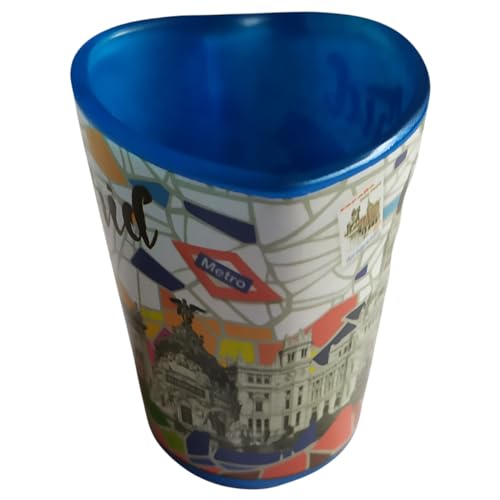 Luis Domínguez souvenirs Chupito corazón con Mosaico de monumentos de Madrid. (Azul)
