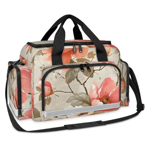 GzLeyigou First Aid Bags Empty, Peach Blossoms Emergency Bag First Aid Kit Multiple Compartment Kit Carrier On Call Trauma Bag For Paramedics Emergency Medical Supplies Kit