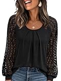 AUTOMET Womens Tops Long Sleeve T-Shirts Lace Business Dressy Casual Blouses Fall Fashion 2025 Trendy Outfits Winter Clothes Black M (Apparel)