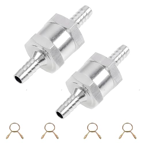 2PCS Clapet Anti-Retour, 8MM Alliage D'aluminium Clapet Ant Retour Valve de Carburant en Aluminium Clapet à Sens Unique avec 4 Clips à Ressort pour Essence Diesel Système de Carburant à Basse Pression