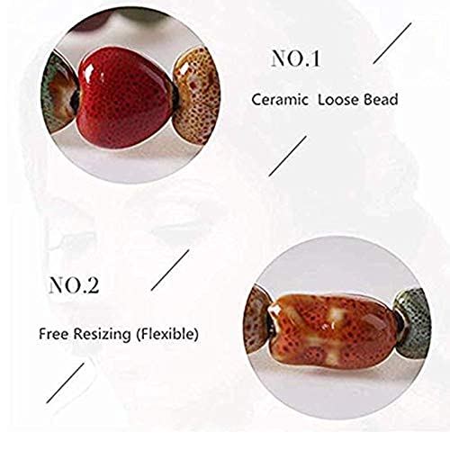 Zittop Bracelet Colorful Ceramic Handmade Simple Ethnic Style Variety of Shapes Elastic Hand Chain for Women (Heart type)2