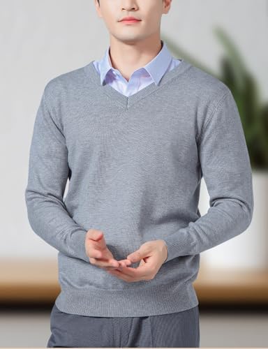 Men's Long Sleeve Regular Fit V-Neck Cotton Sweater,Pullover Long Sleeve Fall Winter Sweaters2
