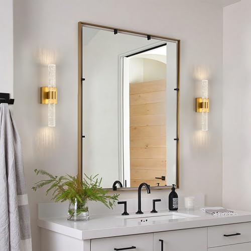 Image of Crystal Wall Sconces LED Sconces 15.7 Inch Wall Lighting, Bathroom Vanity Light Fixtures, 3000K Vertical and Horizontal Wall Mounted Sconce for Bedroom Living Room Hallway,12W (Gold)