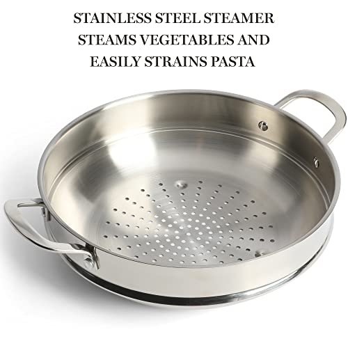 Marthastewartcastelle12188stainlesssteelinductionsafemultipurposeessentialpanwsteamer  Urban Country Home Decor Martha stewart castelle 12 188 stainless steel induction safe multi purpose essential pan wsteamer  urban country home decor