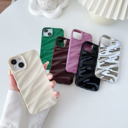 Caseative Water Ripple Pattern Curly Wave Shape Soft Compatible With Iphone Case (Iphone 14 Pro,Silver) #TOP1