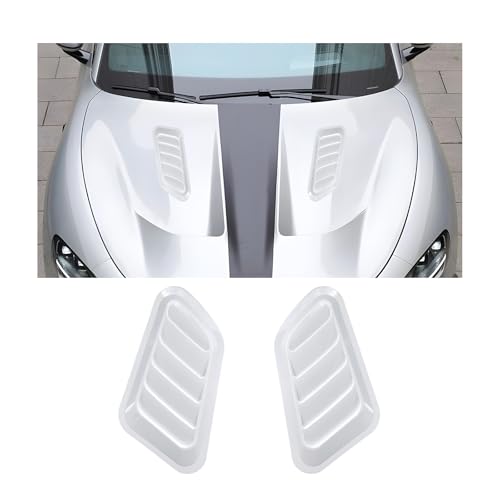 Rdxcv 2 PCS Car Hood Air Vent Cover, Auto Louvered Air Intake Trim Covers Exterior Decoration, Bonnet Vent Sticker Engine Hood Scoop Cover for Most Vehicles, Car Accessories (White)