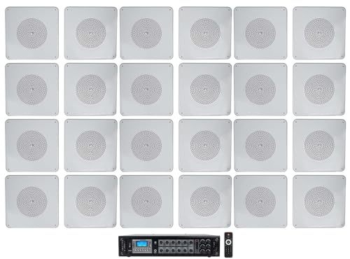Rockville RCS180-6 180 Watt 6 Zone 70v Commercial/Restaurant Amplifier/Bluetooth Bundle with (24) MS81 Metal 8
