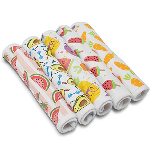 Premium, Organic Cotton Toddler Bibs, Unisex 5-Pack Extra Large Baby Bibs For Boys And Girls By Kiddystar, Baby Shower Item For Feeding, Drooling, Teething, Adjustable 5 Positions (Carrots & 'Cados) #TOP1