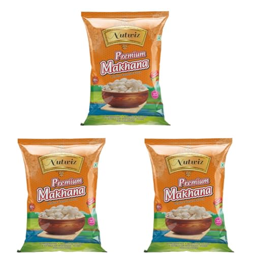 Image of Nutwiz Makhana 250 gm Fit for Fasting Crunchy and Gluten-Free Fox Nuts Rich in Protein Ideal for Healthy Snacking Phool Makhana for Roasting & Cooking (Pack of 3)