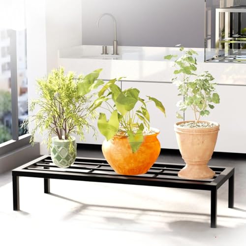 Image of Giore Heavy-Duty Thick Metal Plant Stand 2 Pcs | Rust-Proof | Plant Stand for Balcony, Living Room, Garden & Outdoor Dcor | Sturdy Flower Pot Holder for Planters (Black, Set of 2)