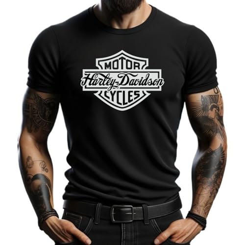 4people Maglietta Harley nera con logo classico, stile casual per motociclisti e appassionati di moto, Nero , XXL