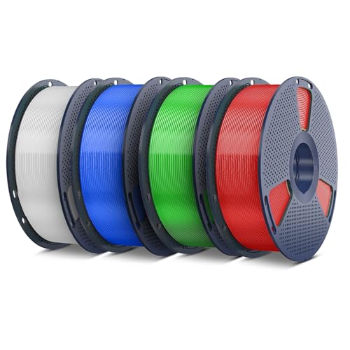 Image of SUNLU PETG Filament 1.75mm 4KG Bundle, Less Stringing and Good Layer Adhesion, 3D Printer Filament 4kg, 1kg per Spool, Pack of 4, 4 Colors. (Transparent with 3 Spools of Transparent Red /Blue /Green)