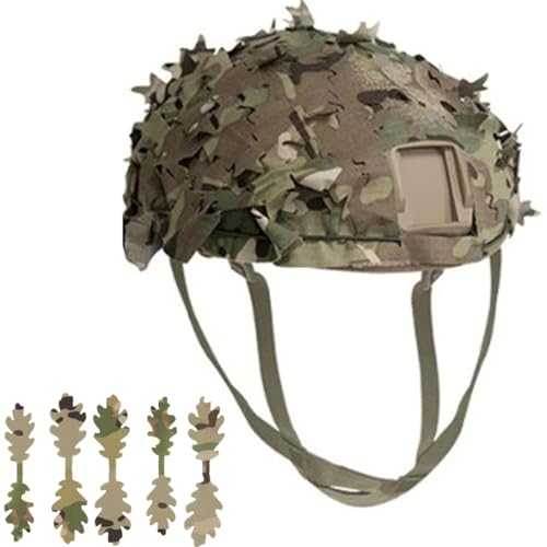 RALSPEC - 3D Camouflage Tactical Helmet Cover for Fast PJ MH BJ Base Jump Airsoft Military Combat Helmet Ghillie Scrim UK Camo (Style B - Leaf shaped 3D Camo)