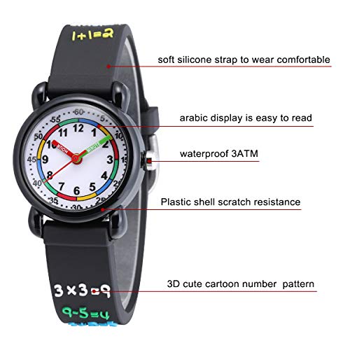 Image of Jewtme Cute Toddler Children Kids Watches Ages 3-8 Analog Time Teacher 3D Silicone Band Cartoon Watch for Little Girls Boys