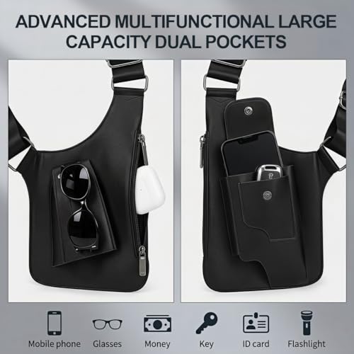 Image of GUSTAVE Chest Bag for Men Women Black Tactical Vest Bag Waterproof Multi-pockets Adjustable Rig Bag for Running, Cycling, Sports, Workouts, Outdoor