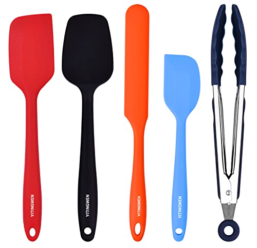 Silicone Spatula Set, 5 Pcs Rubber Spatula for Cooking Baking, Spatulas Silicone Heat Resistant and Kitchen Tongs/Food Tongs.