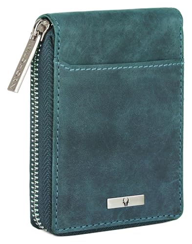 Image of WildHorn RFID Protected Leather Wallet for Men,Blue Hunter