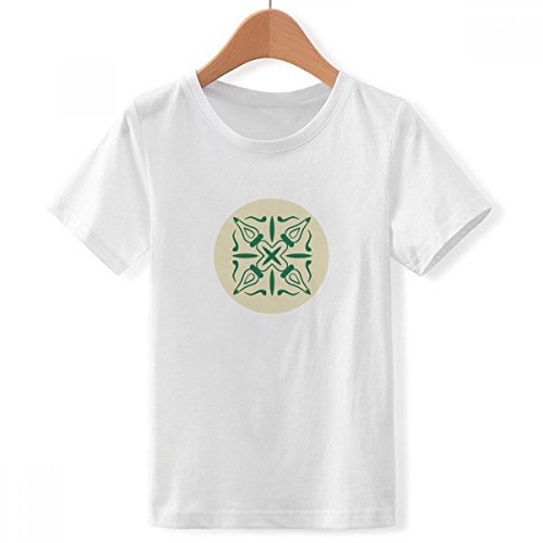 T-shirt blanc pour garçon avec motif décoratif vert style Talavera
