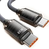 AD 5A USB Type C to C Cable Super Turbo Charging (100W) PD/QC 4.0 480Mbps Transfer Rate Nylon Braided Design | Fast Data Sync High Stable Current Smart Chip for All Devices 6Ft (Black, 2M)