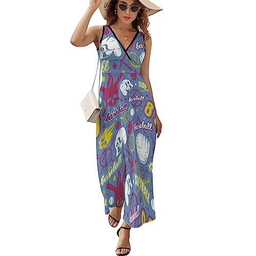 Robe de softball pour femme col en V robe de baseball à volants taille M