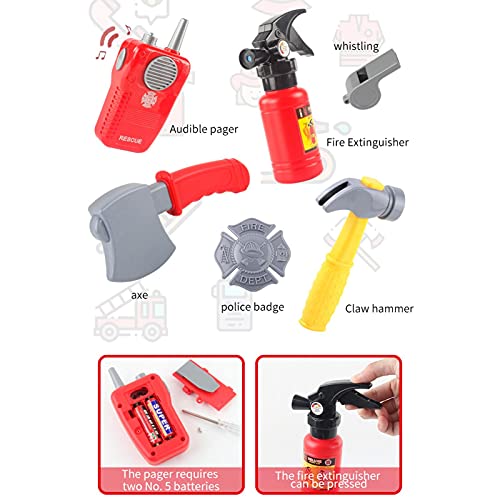 Brinquedo de bombeiro, conjunto de fantasia de bombeiro infantil - conjunto de fantasia de bombeiro