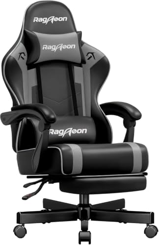 Riftracer Gaming Stuhl Chair Gamer Sessel - Büro‑ und Gamer‑Drehsessel, höhenverstellbar, mit Fußstütze, Kopf‑ und Lendenkissen… – Ansicht 1