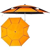 PRUJOY Angelschirm, Outdoor-Angelschirm 2 Meter Doppelschichtiger universeller verstärkter Angelschirm Sonnenschutz und regensichere Plattform (Orange)