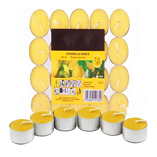 PHG Fresh Scented Tealight Candle Set - 7 Hour Burn Time | Premium Quality Citronella Tealights for Home Decoration