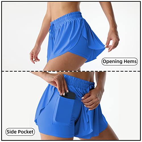 Image of Flowy Athletic Shorts for Women Running Tennis Butterfly Shorts Girls 2-in-1 Double Layer Quick-Drying Comfy Shorts