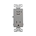 Eaton TR7740GY-BOX Combination Usb Charger with Tamper Resistant 15A 125V Receptacle, Gray,