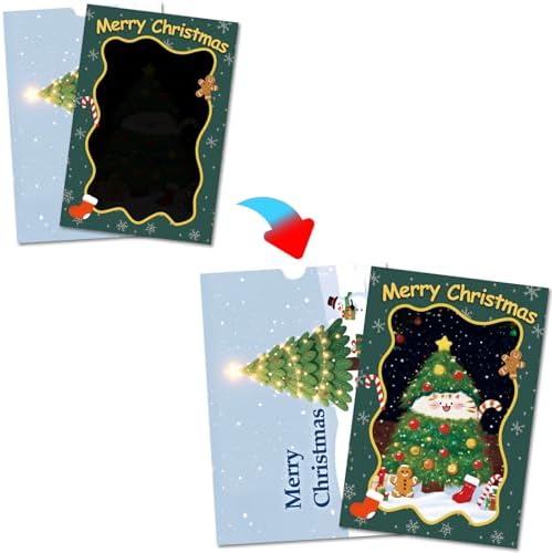 Funny Light Up Christmas Cards - Secret Santa Gift, Temperature Sensitive Greeting Card with Envelopes, Holiday Cards for Men Women Kids, 8