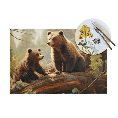 Set de table antidérapant ours en PVC résistant à la chaleur