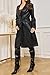CXMNJ Women's Black Mid Length Faux PU Leather Trench Coat Long Sleeve Motorcycle Button Biker Overcoat With Belt