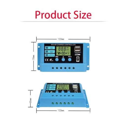 Controlador de carga solar LCD 10A para panel solar de menos de 200W 4