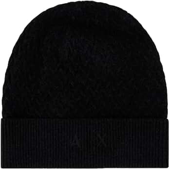 Armani Exchange Women's Knit Beanie Hat, Black, One Size at