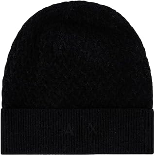 Armani Exchange A|X Women's Knit Beanie Hat, Black, One Size