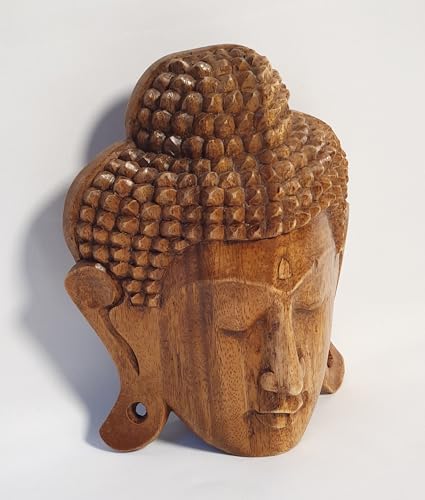 Máscara de Buda de madera de 21 cm como regalo original de meditación 5