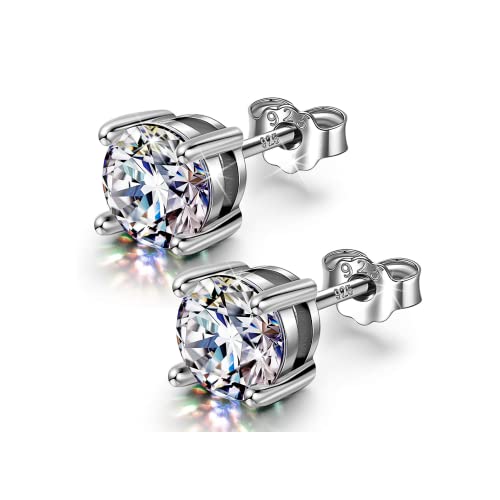 Image of HIGHSPARK 925 Silver Solitaire Earrings for Women | 92.5 Sterling Silver and Diamond like Brilliance Sparkling Zirconia for that Stunning Shine | Lovely Gift
