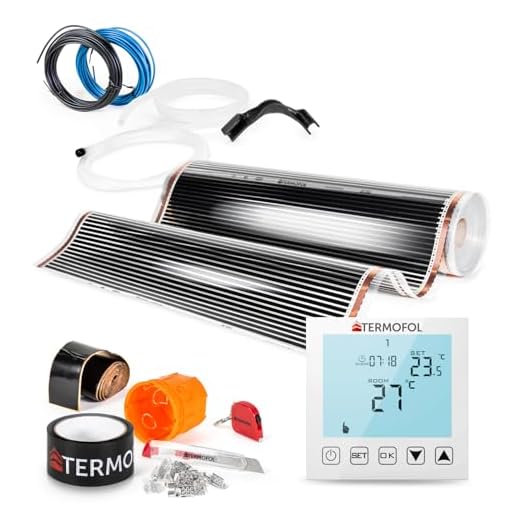 Termofol Calefacción eléctrica por suelo radiante lámina calefactora 230 V – con termostato H1 blanco – Potencia 140 W/m2 – Superficie 1,5 m² – Juego completo para suelo radiante, pared o techo