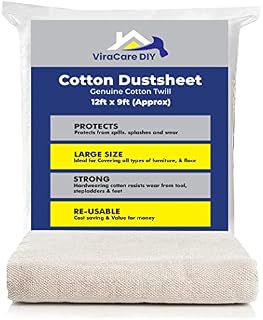 Cotton Dust Sheets 12'x9' (3.6mx2.7m) for Painting & Decorating | Paint Sheets | Drop Cloth | Painting & Paint Cover Sheets | Dust Sheets for Furniture | Washable and Reusable | (1)