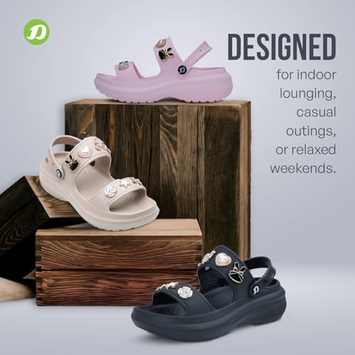 Image of DOCTOR EXTRA SOFT Women's Metallic Charms Fashion Slippers /Sandals With Adjustable Back Strap|Comfortable|Lightweight|Stylish & Anti-Skid|Waterproof Casual Beach Slides Mules Girls & Ladies D-533