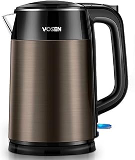 VOSEN Electric Kettle Electric Tea Kettle 1.7L Double Wall Stainless Steel, BPA Free
