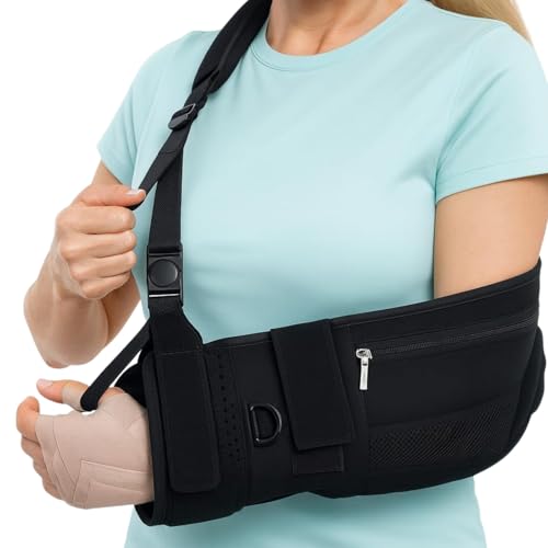Vive Medical Arm Sling for Shoulder Injury (Left or Right)- Shoulder Immobilizer for Broken Arm, Rotator Cuff, Elbow - Support Brace for Men & Women (Black)